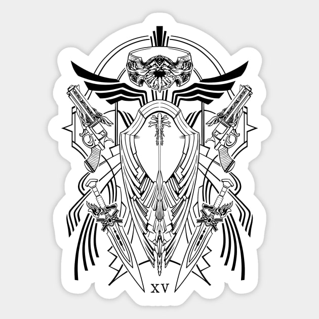 FFXV Arms and Armiger (black) Sticker by beanclam